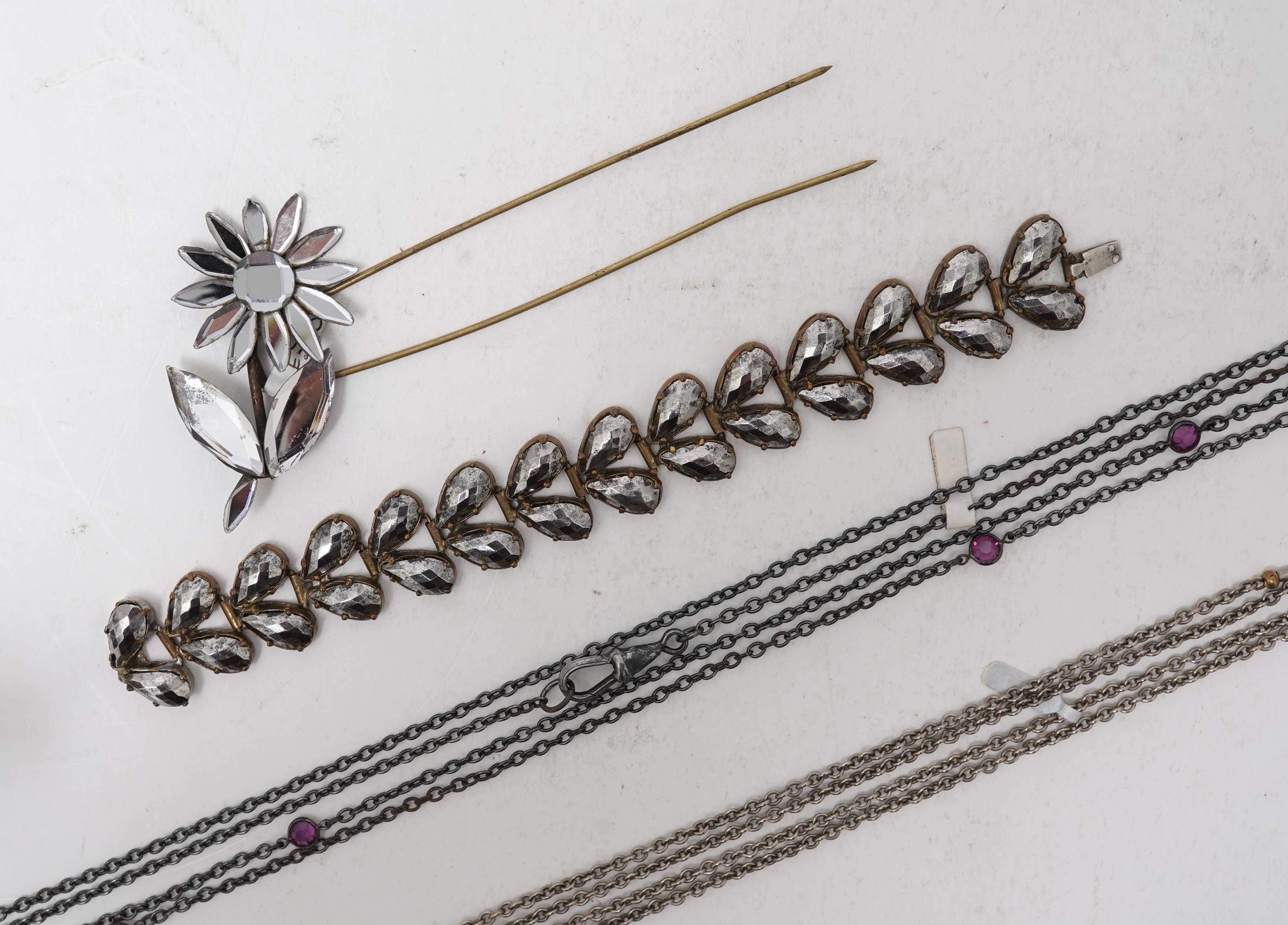 A cut steel tiara and a collection of jewels